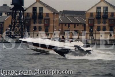 Stuntman Wade Eastwood and stuntwoman Sarah Donohue film James Bond boat chase